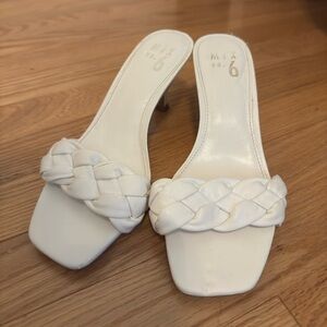 White Braided Heeled Sandals